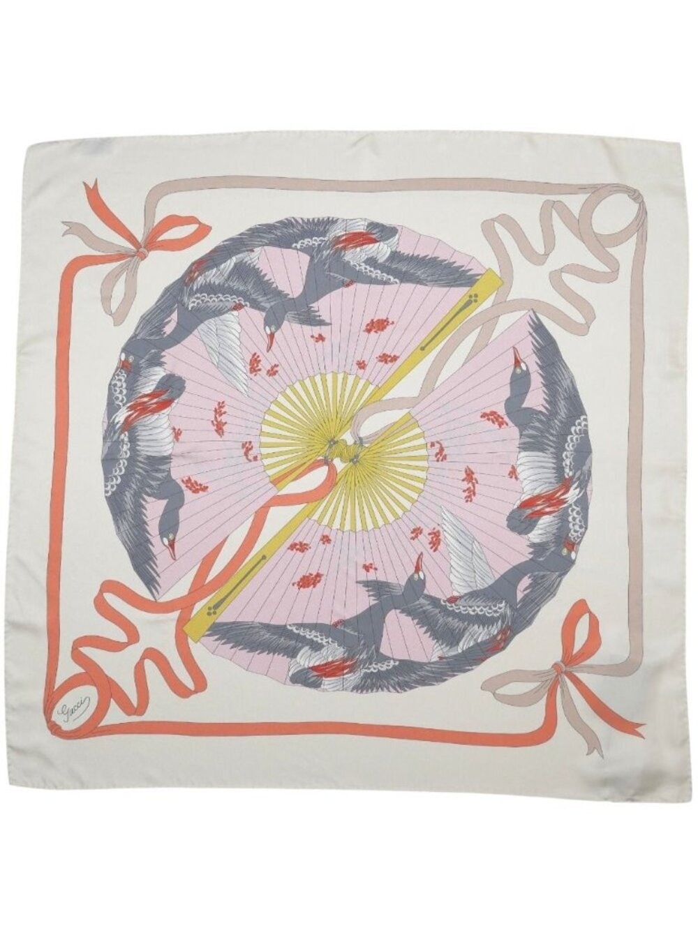 Gucci Fly Swan Scarf 90 Large Silk Twill